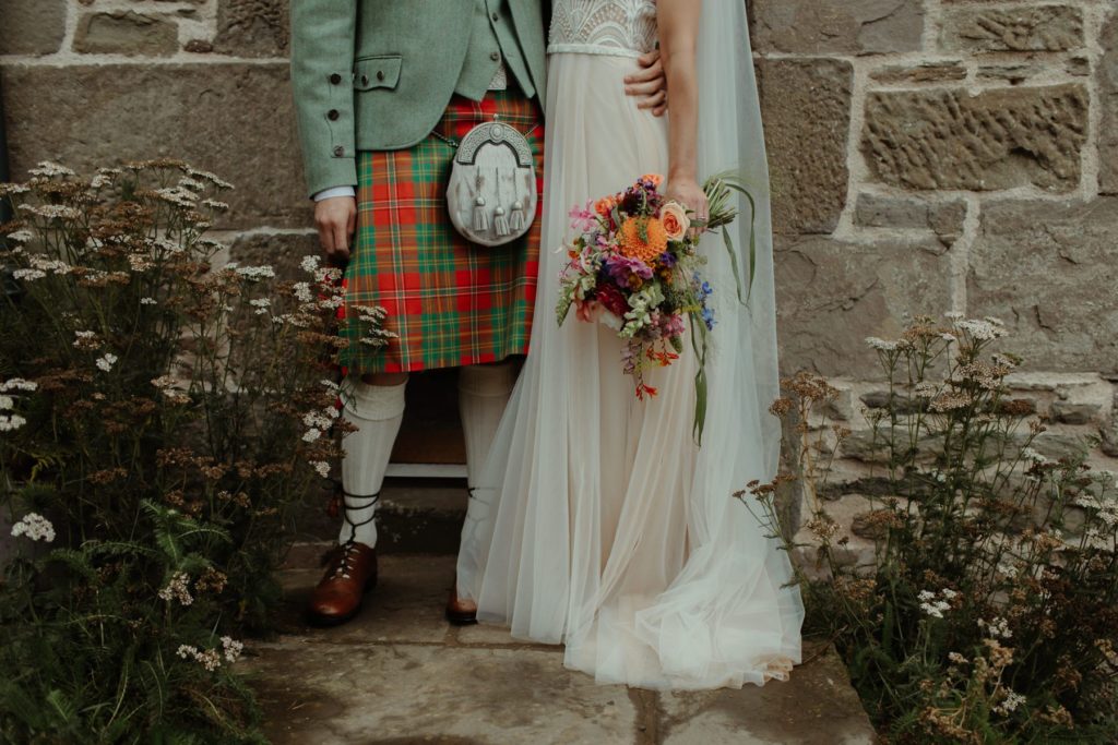 colourful wedding bouquet and red green kilt wedding advice toronto