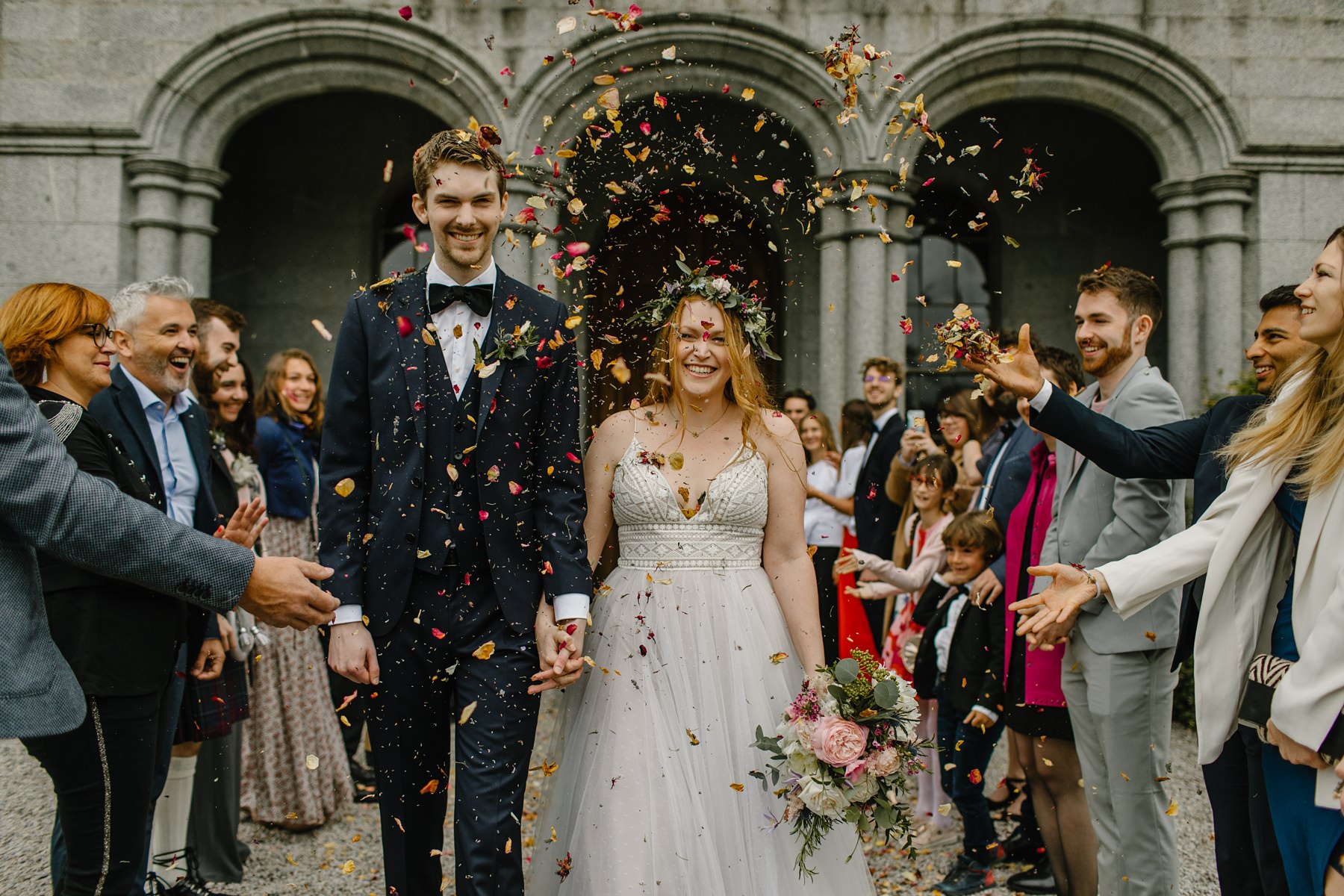 toronto wedding photographer photo of bride groom confetti throw