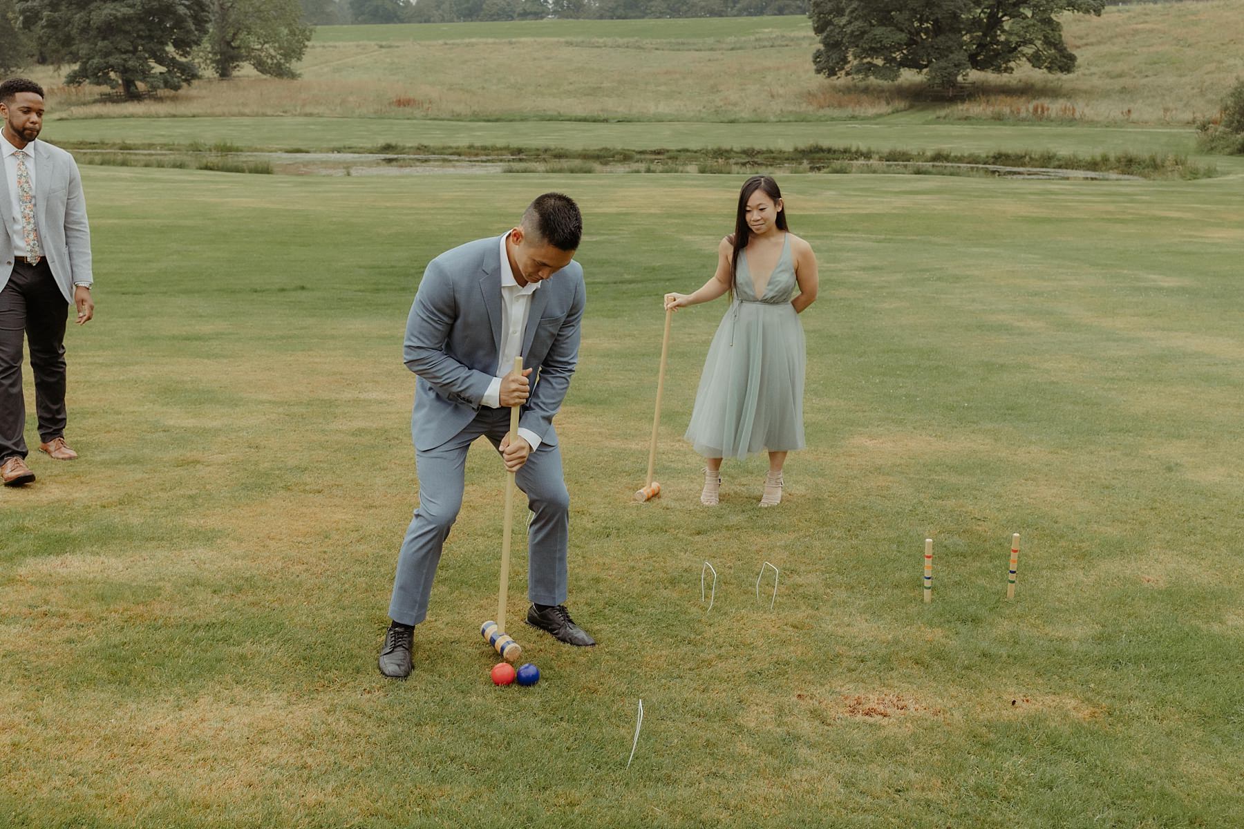 croquet and lawn games at cluny castle wedding scotland